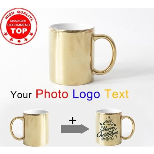 Exquisite Golden DIY Mug personalized cup Unique Gifts Given To Friends Family Print photo text logo Customize coffee cup
