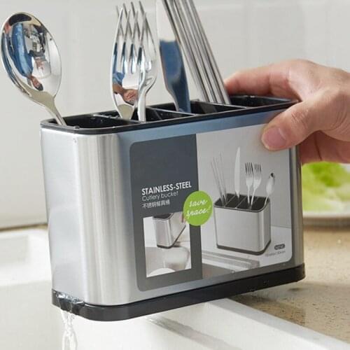 Kitchen Cutlery Organizer Knife Stand Plastic Drain Storage Holder Spoon Fork Chopstick Kitchenware Cooking Tool
