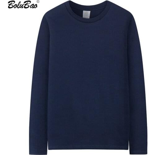 BOLUBAO Brand Men Solid T-Shirts Mens Trendy Cotton Base Tee Shirts Tops Spring Autumn Casual Long Sleeve T Shirt Male
