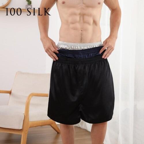 Mens Silk Shorts Boxer Pants 100 % 19Momme Mulberry Silk Beach Pants Comfortable And Breathable Outside Wear
