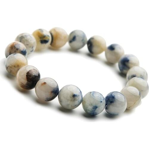Natural Dumortierite Quartz Bracelet 12mm Big Stretch Natural Blue Rutilated Quartz Crystal Round Beads Bracelet