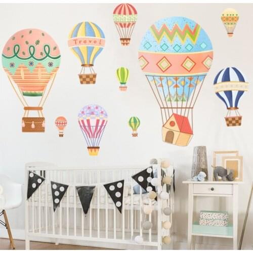 Nordic ins cartoon hot air balloon wall stickers kindergarten childrens room self-adhesive removable decorative stickers