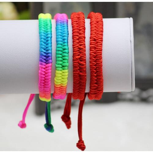 New Simple Power Rainbow Unisex Bracelet Jewellery Handmade Knot Trans Rope Chain for Men Women