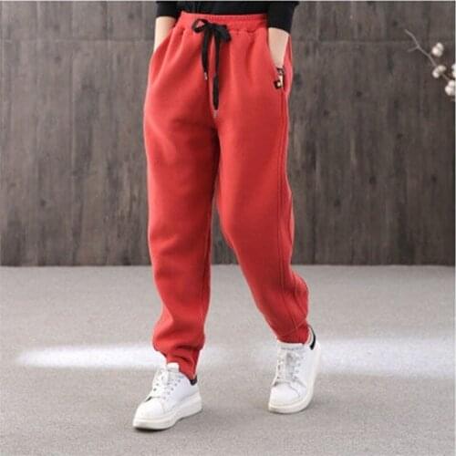 Single/plus Velvet Thick Autumn and Winter Korean Loose Sports Casual Pants Womens Straight Harem Feet Trousers All-match Pant