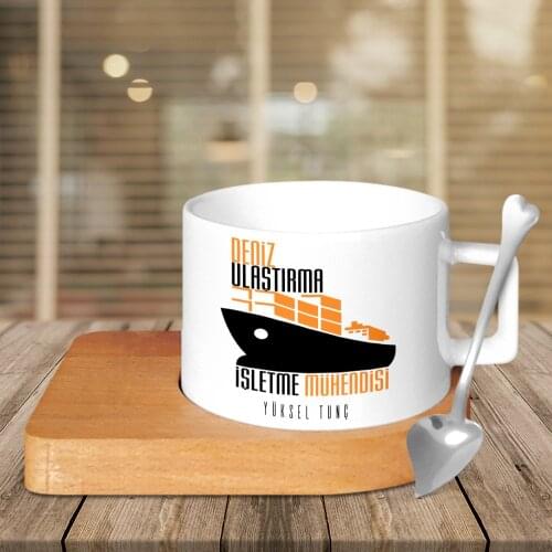 Personalized Professional Sea Transport Business Engineer Wood Altlıklı Ceramic Cup