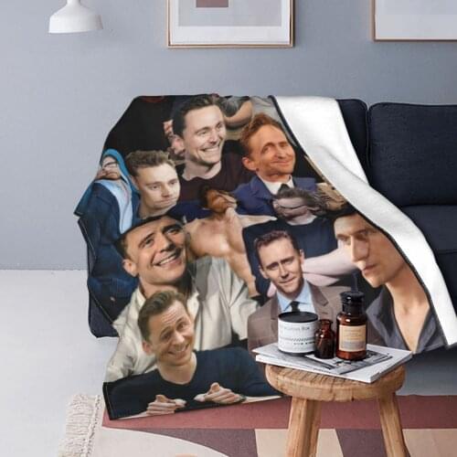 Tom Hiddleston Collage Blankets Coral Fleece Plush Decoration Actor Portable Warm Throw Blanket for Sofa Bedroom Bedding Throws