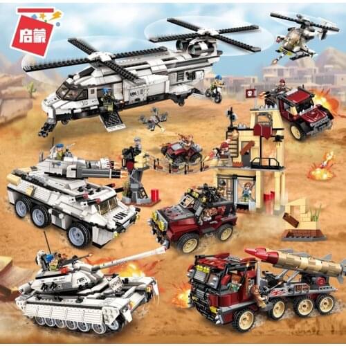 Enlighten Military Education Building Blocks Stacking Toy War Tank Panzer Chinook Helicopter Car Vehicle Weapon UN Force