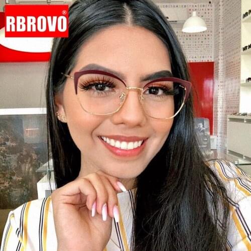 RBROVO New Cat Eye Glasses Women Computer Eyeglasses Women Retro Glasses Frame For Women/Men Luxury Lentes De Lectura Hombre