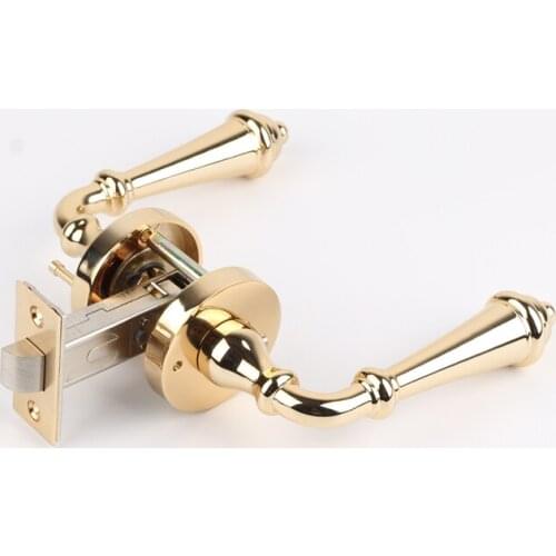 Modern fashion high quality gold copper bedroom door lock bronze black bathroom solid wooden door single tougne lock nokey retro