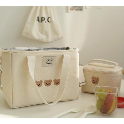 Embroidered bear insulation mommy bag multifunctional mother and baby bag go out messenger fashion mom bag