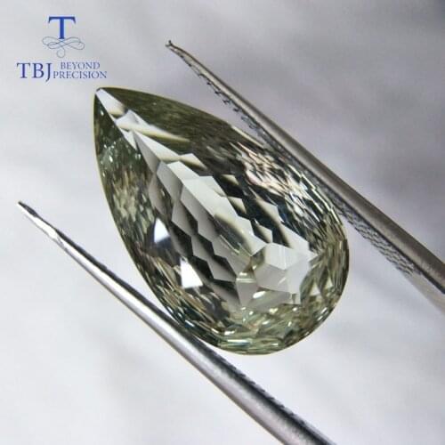 Tbj, 100% Natural Green amethyst pear 12*20mm,9.95ct honeycomb cut loose gemstone for Do It Yourself jewelry