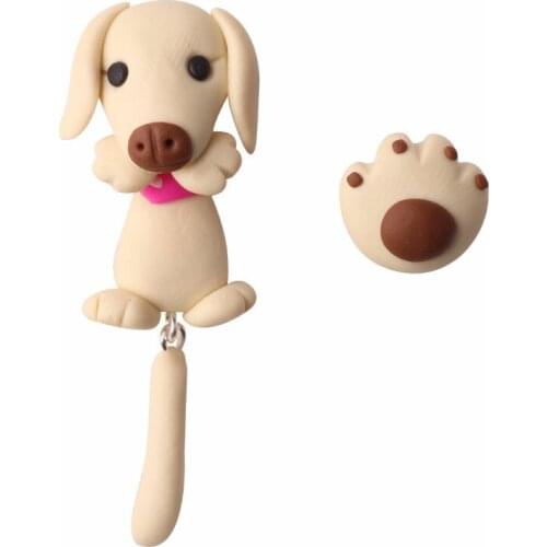 TTPAIAI 30 Handmade Polymer Clay Cute Dog Earrings For Women Girls Fashion Jewelry Dogs Paw 3D Animal Stud Earrings Best Gift