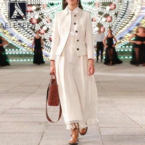 Runway WarmSkirts High Quality Fashion Autumn Winter White Skirt Tassel Dots Jacquard Long Elegant New Year Skirts