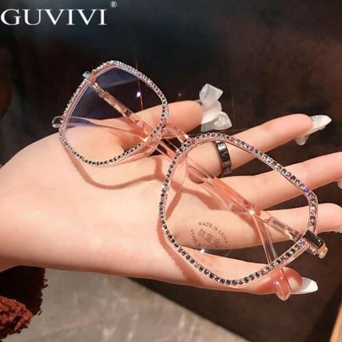 Eye Protection Bluelight Glasses Women Luxury Rhinestone Eyeglasses Optical Reading Glasses Clear Sunglasses