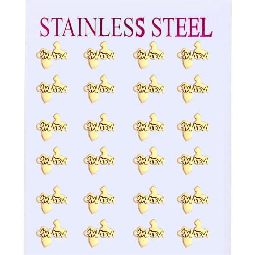 FGifter Stainless Steel Jewelry Wholesale 12 Pairs Fashion Women Earrings 2020 Special Map Earrings For Men And Women