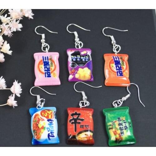 1Pair Women Drop Earrings resin Fashion Instant noodles Artificial food Handmade Earrings Jewelry For Woman And Children