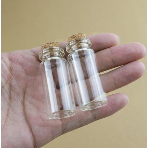 100pcs/lot 22*50mm 10ml Mini Cork Glass Bottles Stopper Crafts Tiny Glass Jars Transparent Empty Glass Storage Jar Vial Bottle