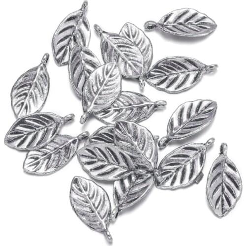 100pcs Tibetan Style Pendants Leaf For DIY Jewelry Making Necklaces Bracelets Handicraft Supplies Antique Bronze 16x8x1mm