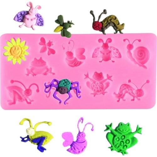 2pcs/lot Insect Mold Silicone Baking Accessories 3D DIY Sugar Craft Chocolate Cutter Mould Fondant Cake Decorating Tool