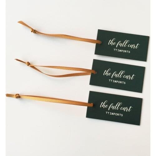 Custom Brand Logo 600Gsm Paper Spot Printed Matte Gold Clothing Hang Tag For Garment