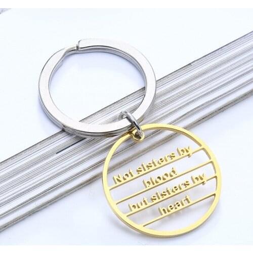 3pcs/Lot Stainless Steel Not Sisters By Blood But Sisters By Heart Letter Key Chain Key Ring For Friend Gift Jewelry