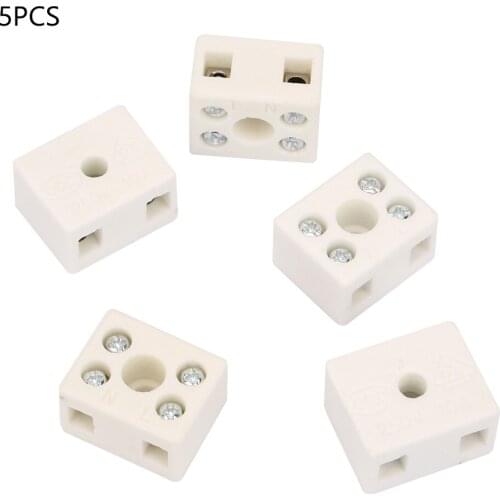 5Pcs High Quality Wire Connector 2 Position 5 Hole Ceramic Wiring Terminal Block