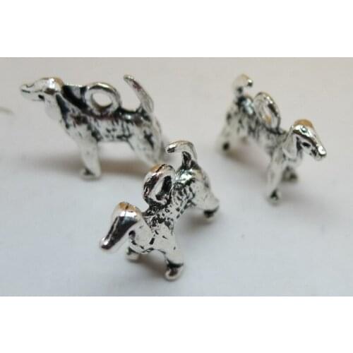 50 Pcs/lot Antique Silver Dog Charms Cute Friend of Humen Beings Charms Animal Accessory 15x14mm