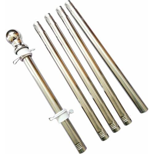 6 Foot Stainless Steel Rotating Flagpole 5-Section Assembly Set Wall-mounted Flagpole Accessories