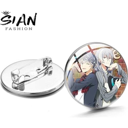 SIAN Anime IDOLISH7 Boys Girls Series Pin Cabochon Glass Surface Gem Brooch Trendy Lapel Pin Backpack Clothes Accessory Trinkets