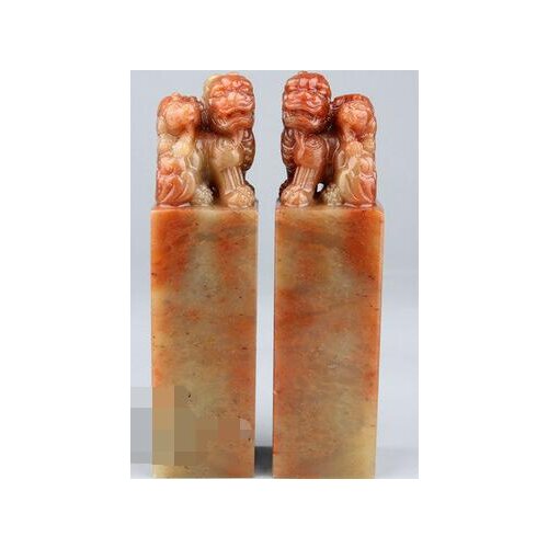 Free shipping Seal Stone Materials Wholesale Shoushan Stone Mother and Child Name Seal 3x10cm