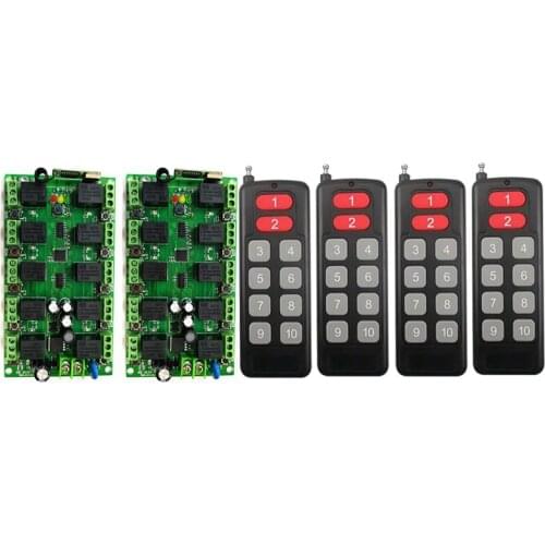 DC 12V 10CH 10 channel RF Wireless Remote Control system 2 Receiver +1 Transmitter Individual learning code Doors/ lamp