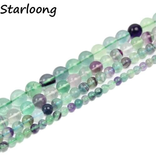 High quality 6mm 8mm 10mm 12mm natural stone beads Round colorful Fluorite strand Beads For DIY Jewelry making Necklace Bracelet
