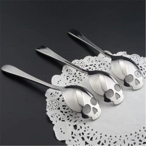 Stainless Steel coffee Scoop Skull shape dessert spoon Food grade ice cream candy tea spoon tableware Drop shipping