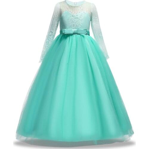 3-15Y Teenager Girls Hollow Lace Flower Wedding Elegant Long Dresses Children Kids Princess Christmas Party Dress Baby Vestidos