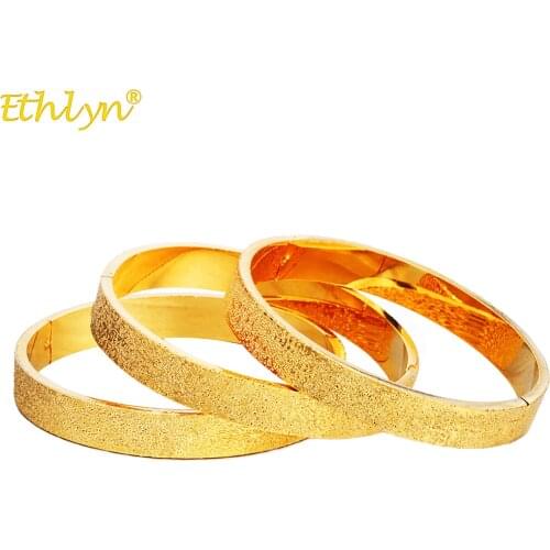 Ethlyn 3 pcs/Lot , Large Size 7cm, New Fashion Women Gold Color Party Bangle Bracelet Ethiopian/African/ Arab Jewelry B211