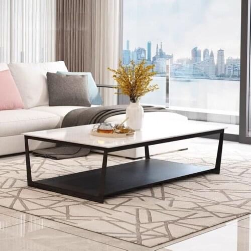 ChinaFurniture Alternative Processing Factory Modern Light Luxury Marble Slab Stainless Steel Foot Bracket Coffee Table