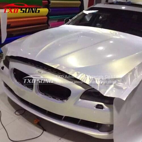 1.52*10M(5FTX32.8FT) /ROLL Chameleon glossy white film Glossy pearl chameleon car sticker with air free bubbles by free shipping