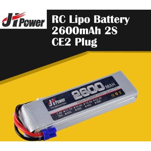 Hot JHPower 7.4V 2600mAh 2S 25C Original Rechargeable Lipo Battery with CE2 Plug for RC Model Drone Helicopter