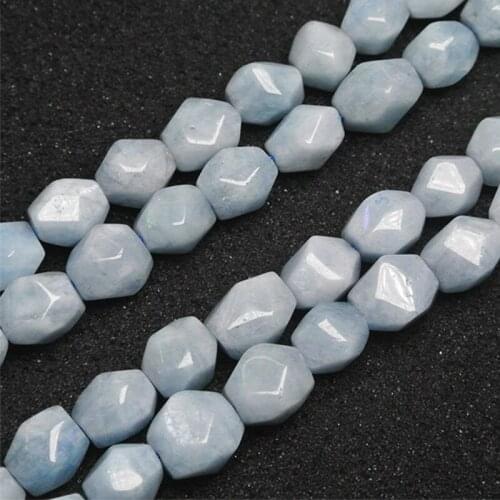 Faceted Freeform Blue Aquamarines Beads Natural Stone Beads For Jewelry Making Beads 15'' Needlework DIY Beads Trinket For Women