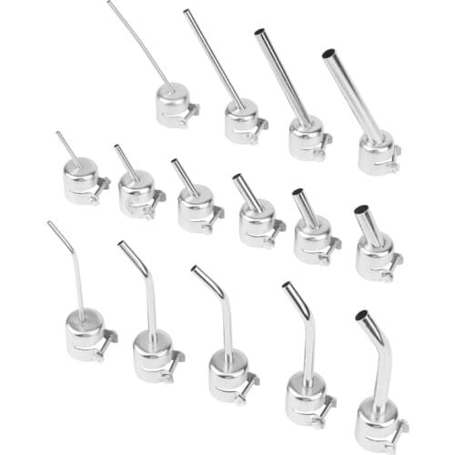 HOT-15Pcs Universal 850 45 Degree Bent Curved Nozzle for Hot Air SMD Soldering Stations 858D Welding Nozzles