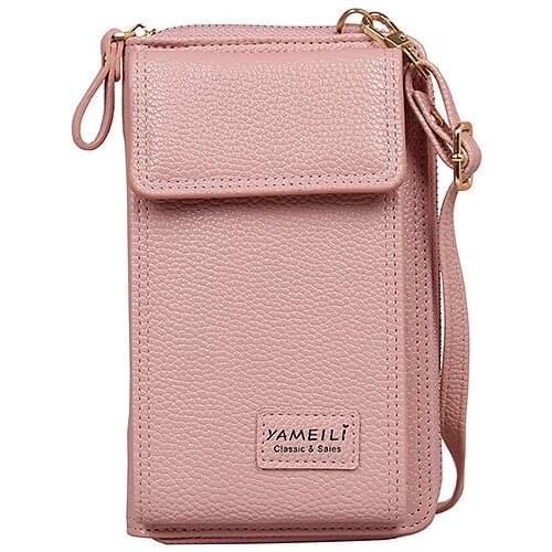 New Fashion Ladies Wallet Purse With Zipper Women Solid Small Shoulder Crossbody Bags Clutch PU Leather Pink Blue Mini Phone Bag