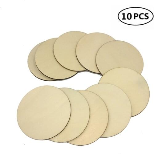 10pcs 80mm 3.14inch Unfinished Wood Circle Round Natural Rustic Wooden Cutout for Home Decoration, DIY Craft Supplies
