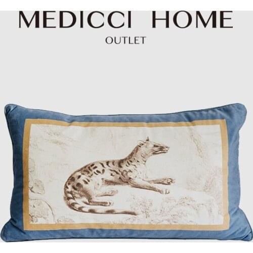 Medicci Home Creative Cushion Cover Hand Painted Animals Retro Velvet Waist Lumbar Pillow Case Livingroom Bed Sofa Pillowcases