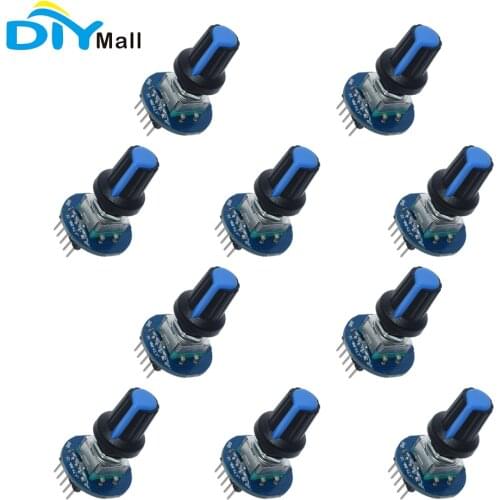 10PCS Rotary Encoder Module for Arduino Brick Sensor Development Round Audio Rotating Potentiometer Knob Cap EC11