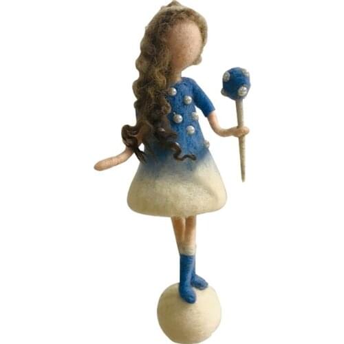 Needle Felting Kit for Beginners Blue Princess, Gift for Mom, Felting Mat, Felting Needles, Video Manual, Height 10cm (4")