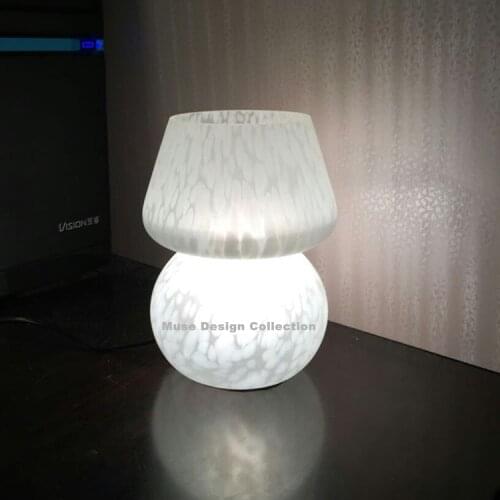 White Mushroom Stained Glass Table Lamp,Living Room Bedroom Studio Table Lamp Birthday Wedding Cerative Gift