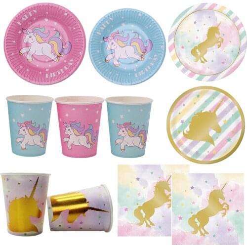 Unicorn Birthday Decoration Disposable Party Paper Plate Napkins Tablecloth Baby Shower Kids Birthday Party Decoration Supplies