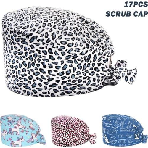 Wholesale New Scrub Cap 100% Cotton Anime Print Adjustable Nursing Caps Beauty Salon Pet Shop Working Accessories Surgicals Hats