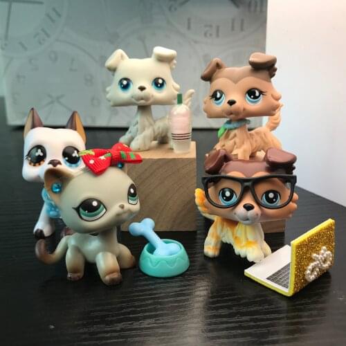 Pet Shop Collie Dog Great dane 5pcs toys Rare with 5pcs Accessories for Figures Toy Best Gift for Kids