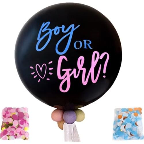 Gender Reveal Baby Shower Ballon Suit Boy or Girl Balloon Black Latex Ballon with Confetti Mothers Party Decoration Supplies